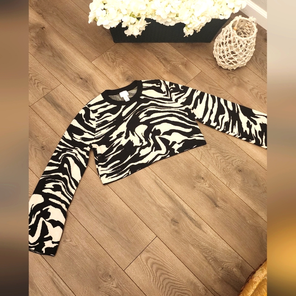 H&M Zebra Crop Sweater